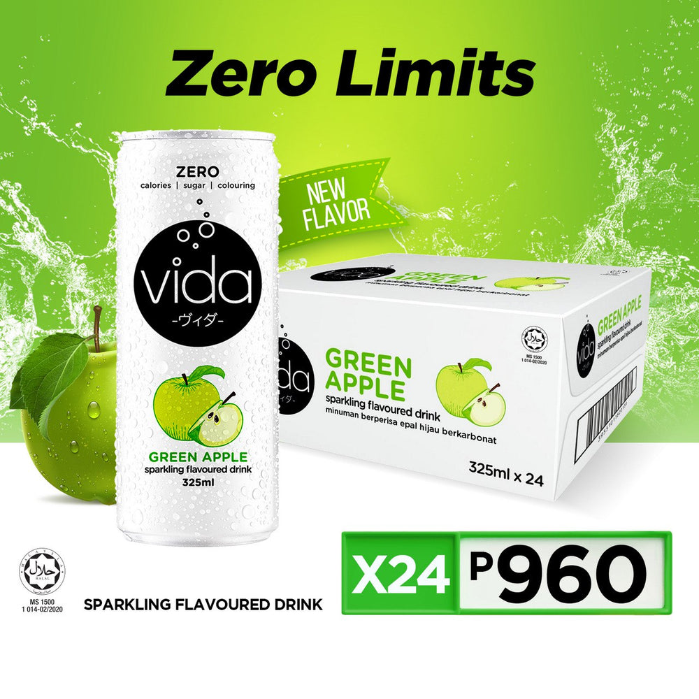 Vida Zero Green Apple Sparkling Drink (325ml x 24)