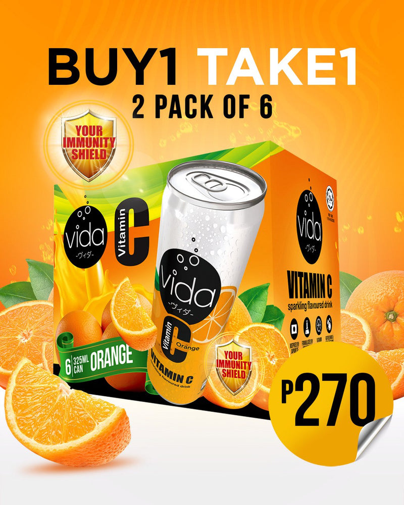 (BUY ONE TAKE ONE) Vida C Orange Vitamin C Sparkling Drink (Pack of 6)