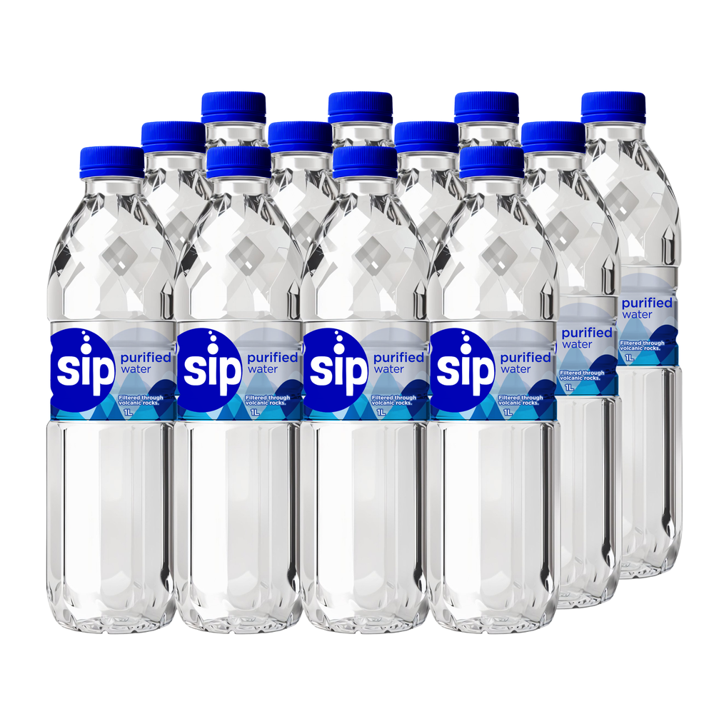 Order Now: SIP PURIFIED WATER - 10+5 (10 Cases 1L x12+ FREE 5 Cases 350ML x24 )