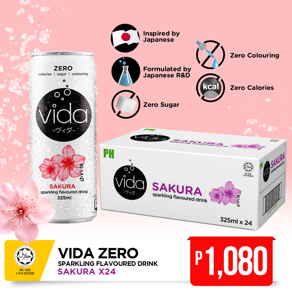 Order Now: Vida Zero- Sakura Sparkling Drink (325ml x 24)