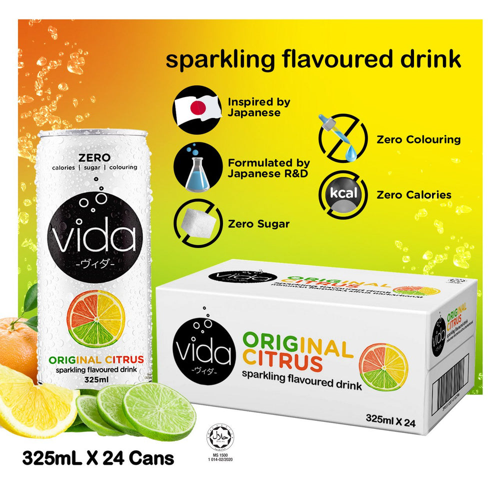 Order Now: Vida Zero- Original Citrus Sparkling Drink (325ml x 24)