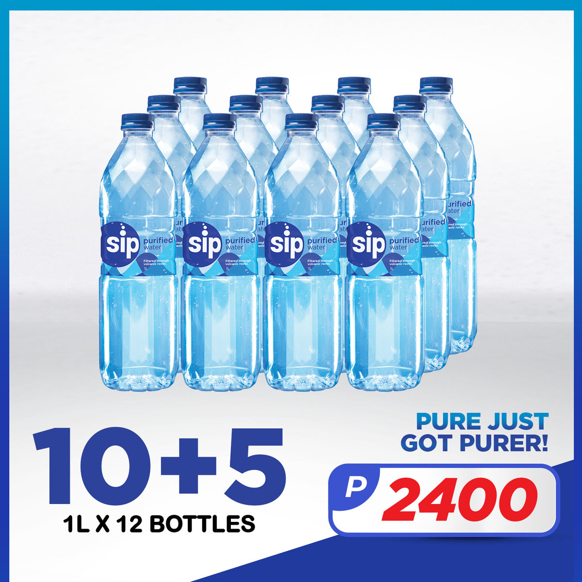 Order Now: SIP PURIFIED WATER - 10+5 (10 Cases 1L + FREE 5 Cases 500ML ...