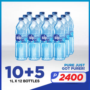 Order Now: SIP PURIFIED WATER - 10+5 (10 Cases 1L + FREE 5 Cases 500ML )
