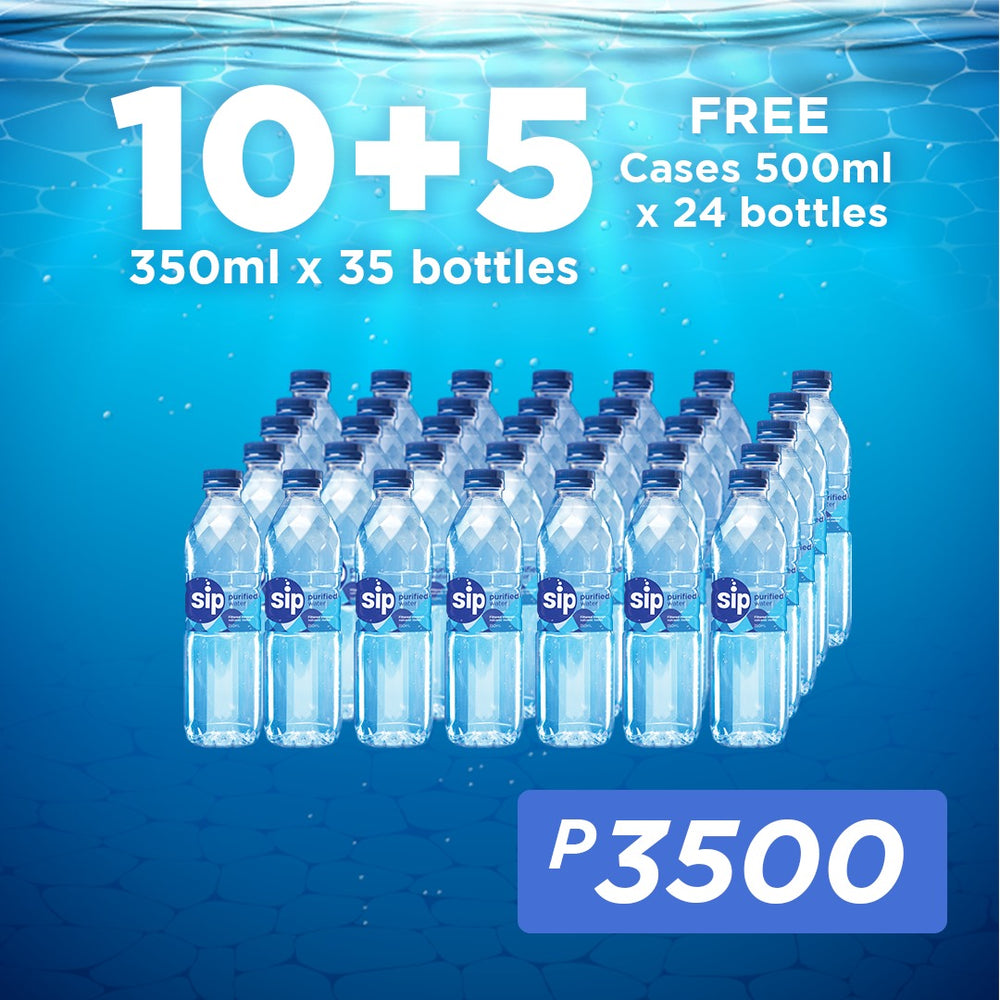 Order Now: SIP PURIFIED WATER 10+5 (10 Cases 350ML + FREE 5 Cases 500ML )