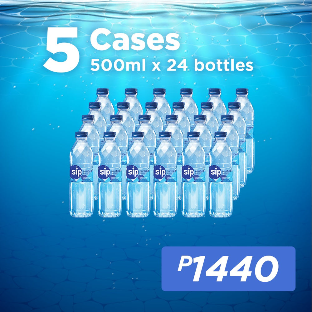Order Now: SIP PURIFIED WATER - 5 Cases 500ml X24