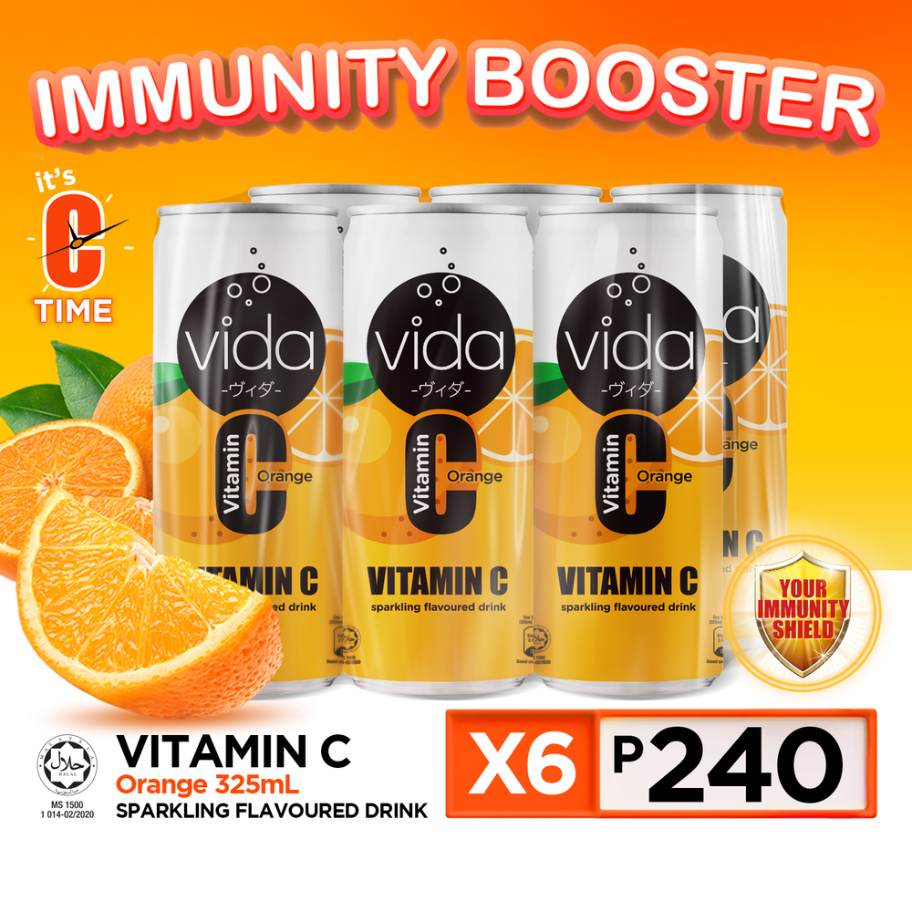 Vida C Orange Vitamin C Sparkling Drink (Pack of 6)