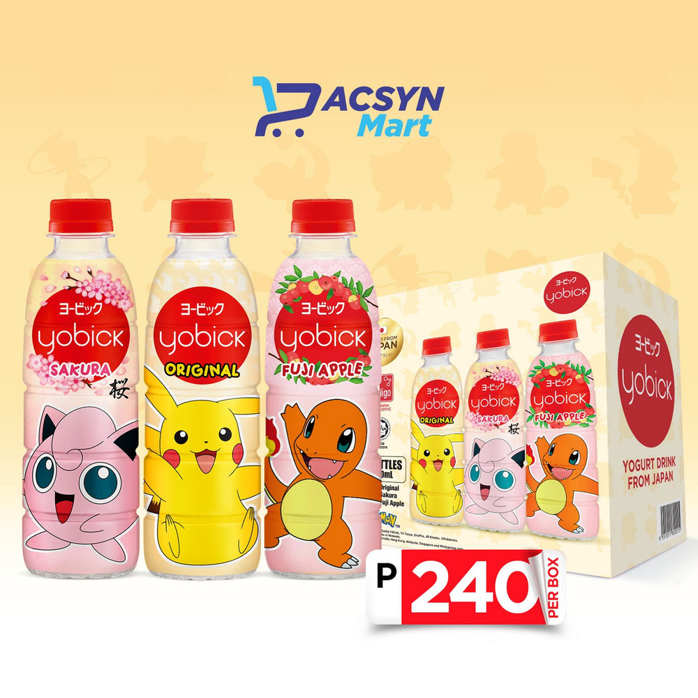 YOBICK YOGHURT DRINK POKEMON -Box of 6 (2 Sakura, 2 Original, 2 Fuji Apple)