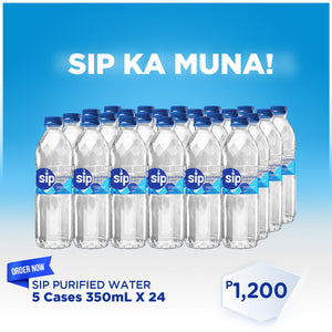 Order Now: SIP PURIFIED WATER - 5 Cases 350ml x24