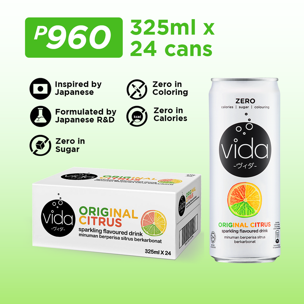 Order Now: Vida Zero- Original Citrus Sparkling Drink (325ml x 24)